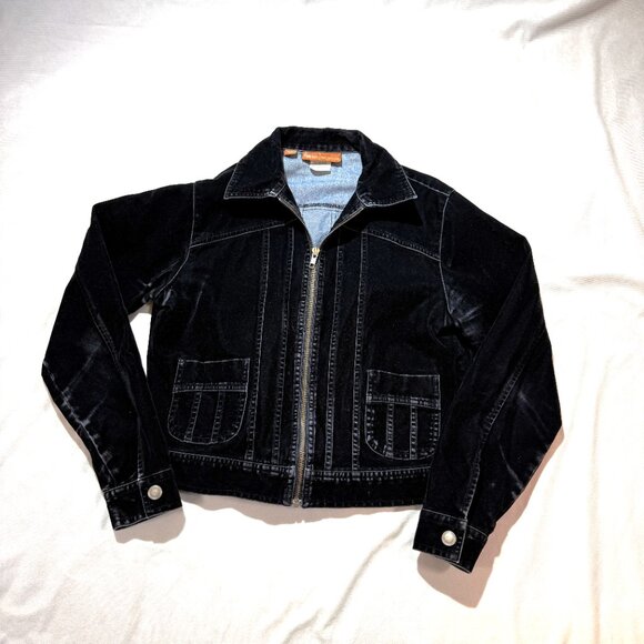 LEE Women's Sueded Finish Jacket S/M Black Distressed - Picture 3 of 9